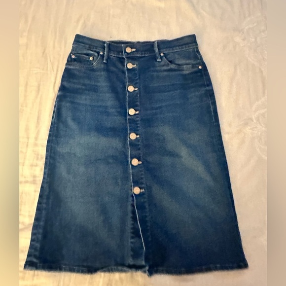MOTHER High Waist Button Midi Skirt in Blue Moon Sz 26 (14) - Picture 7 of 9